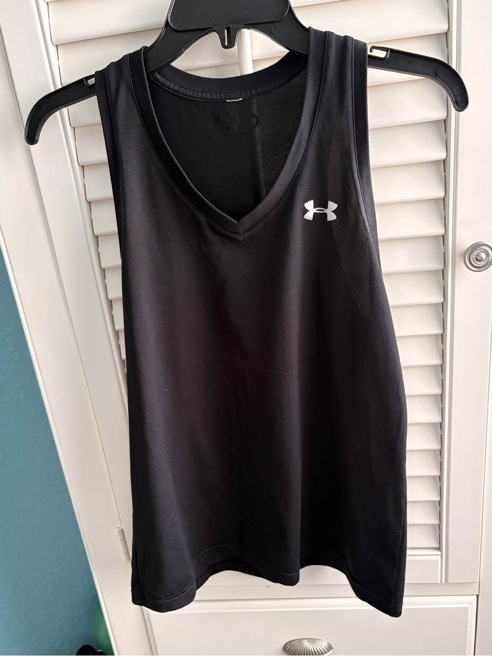 Under Armour Black Women's V-Neck Athletic Tank with White Logo